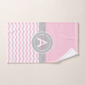 ピンクの灰色のシェブロン バスタオルセット (ハンドタオル)