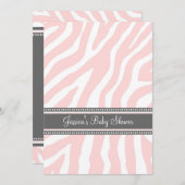 ピンクの灰色のシマウマのカスタムのベビーシャワー招待状 招待状 (正面/裏面)