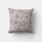 ピンクの灰色のスタイリッシュで大きい花 クッション (正面)