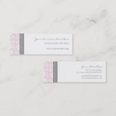 ピンクの灰色のダマスク織の名刺 スキニー名刺 (正面/裏面)