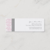 ピンクの灰色のダマスク織の名刺 スキニー名刺 (裏面)