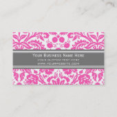 ピンクの灰色のダマスク織の花の名刺 名刺 (正面)