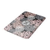 ピンクの灰色のダリアの花柄パターン バスマット (アングル)