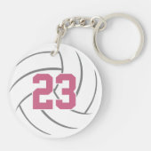 ピンクの灰色のチームカラーの女の子スポーツバレーボール キーホルダー (裏面)