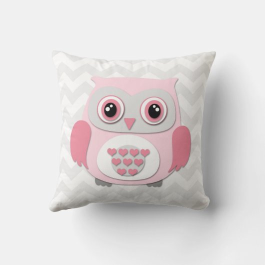ピンクの灰色のフクロウの子供部屋の装飾用クッション クッション (裏面)