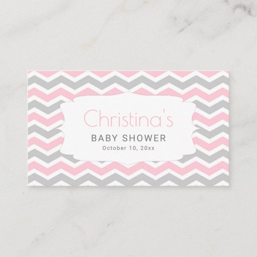 ピンクの灰色のベビーシャワーのおむつのラッフルのチケット エンクロージャーカード (裏面)