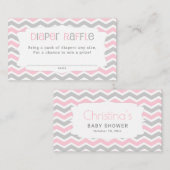 ピンクの灰色のベビーシャワーのおむつのラッフルのチケット エンクロージャーカード (正面/裏面)