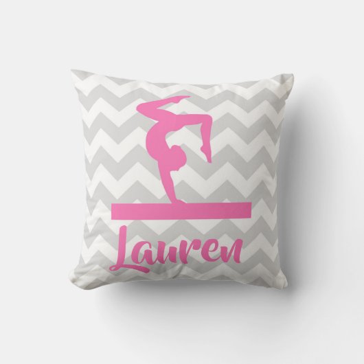 ピンクの灰色の体操の装飾用クッション クッション (正面)