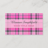 ピンクの灰色の格子縞のタータンチェック 名刺 (正面)