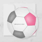 ピンクの灰色の白いサッカーをテーマにした誕生日パーティー 案内状 (裏面)
