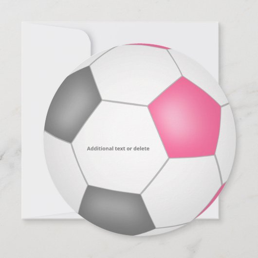 ピンクの灰色の白いサッカーをテーマにした誕生日パーティー 案内状 (裏面)