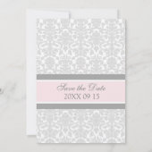 ピンクの灰色の結婚式の保存日付カード セーブザデート (裏面)