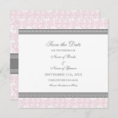 ピンクの灰色の結婚式の保存日付カード セーブザデート (正面/裏面)