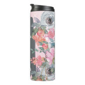 ピンクの灰色の花の名前を追加カスタム贈り物 タンブラー (回転右)