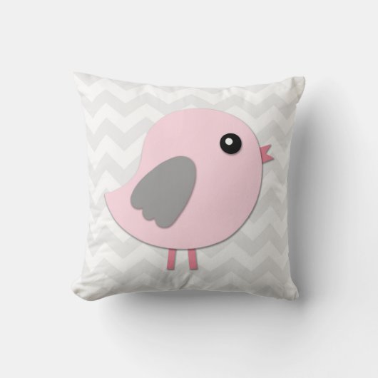 ピンクの灰色の鳥の子供部屋の装飾用クッション クッション (正面)