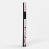 ピンクの灰色の黒い花は子牛皮紙をステッチしました Case-Mate iPhoneケース (裏面/右)