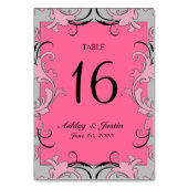 ピンクの灰色の黒はカード結婚式のテーブル数渦巻きます テーブルナンバー (裏面)