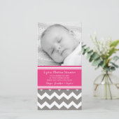 ピンクの灰色はベビーシャワーの写真カード感謝していしています サンキューカード (スタンド正面)