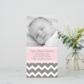 ピンクの灰色はベビーシャワーの写真カード感謝していしています サンキューカード (スタンド正面)