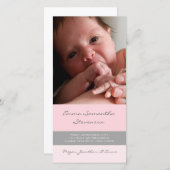 ピンクの灰色はベビーシャワーの写真カード感謝していしています サンキューカード (正面/裏面)