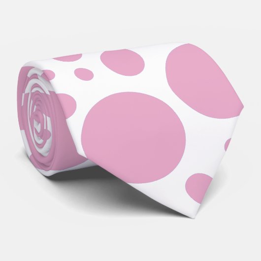 ピンクの点のタイ ネクタイ (ロール)