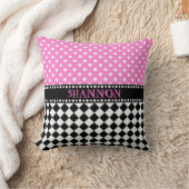 ピンクの点のチェッカーボードの装飾用クッション クッション (ブランケット)