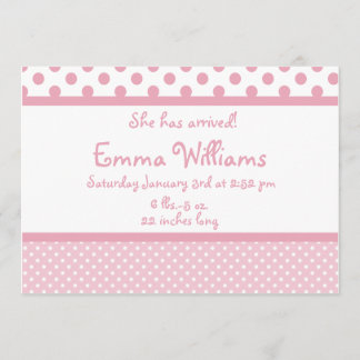 ピンクの点の誕生の発表 案内状