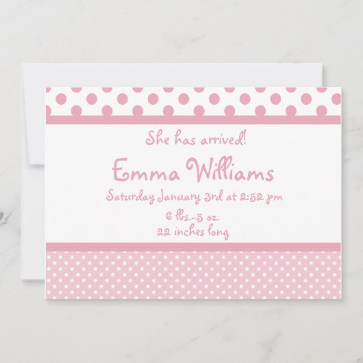 ピンクの点の誕生の発表 案内状 (正面)