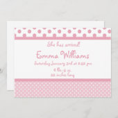 ピンクの点の誕生の発表 案内状 (正面/裏面)
