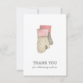 ピンクの焼き物用手袋　サンキューカード サンキューカード (正面)