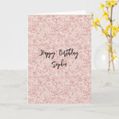 ピンクの煌めきグリッター誕生日 カード (黄色い花)