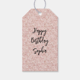 ピンクの煌めきグリッター誕生日 ギフトタグ