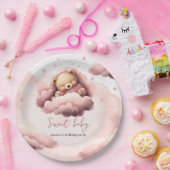 ピンクの熊の雲にベビー誕生日パーティープレート ペーパープレート (パーティー)