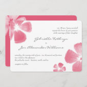 ピンクの熱帯の水彩の花の結婚式 招待状 (正面/裏面)