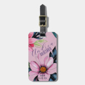 ピンクの熱帯の目的地の結婚式の花嫁 ラゲッジタグ (正面縦)