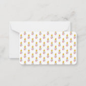 ピンクの熱帯の花と金ゴールドパイナップル ノートカード (裏面)