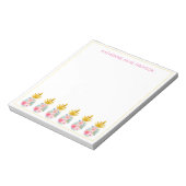 ピンクの熱帯の花と金ゴールドパイナップル ノートパッド (回転)