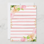 ピンクの熱帯の花と金ゴールドフレーム甘い16 招待状 (裏面)