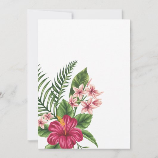 ピンクの熱帯の花のブライダルシャワーへの招待 招待状 (裏面)
