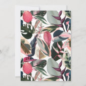 ピンクの熱帯の観葉植物フレームベビーシャワーブランチ 招待状 (裏面)