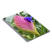 ピンクの熱帯クイル植物フローラ ノートブック (右側)