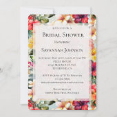 ピンクの熱帯ハイビスカスフラワーズミントブライダルシャワー 招待状 (正面)