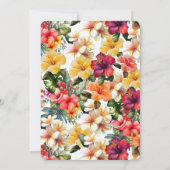 ピンクの熱帯ハイビスカスフラワーズ誕生日 招待状 (裏面)