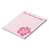 ピンクの熱帯ハイビスカスフラワービーチパッキングリスト ノートパッド (回転)