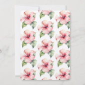 ピンクの熱帯ハイビスカスフローラ結婚式の招待 招待状 (裏面)