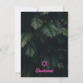 ピンクの熱帯バルミツワー詳細エンクロージャカード 招待状 (裏面)