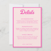 ピンクの熱帯バルミツワー詳細エンクロージャカード 招待状 (正面)