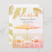 ピンクの熱帯ビーチチェア移動 案内ポストカード (正面/裏面)