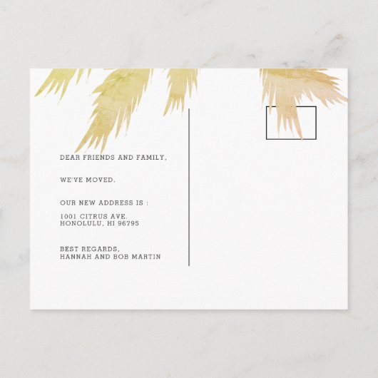 ピンクの熱帯ビーチチェア移動 案内ポストカード (裏面)