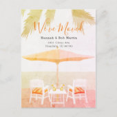 ピンクの熱帯ビーチチェア移動 案内ポストカード (正面)